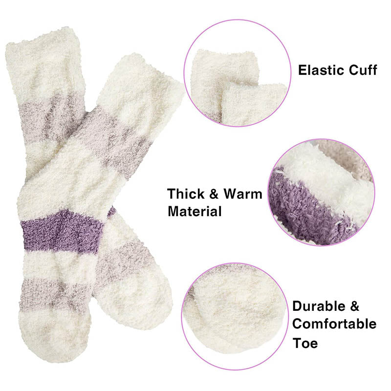 Womens 3 Pairs Cozy Soft Fluffy Slipper Socks Winter Fuzzy Christmas Socks Gifts