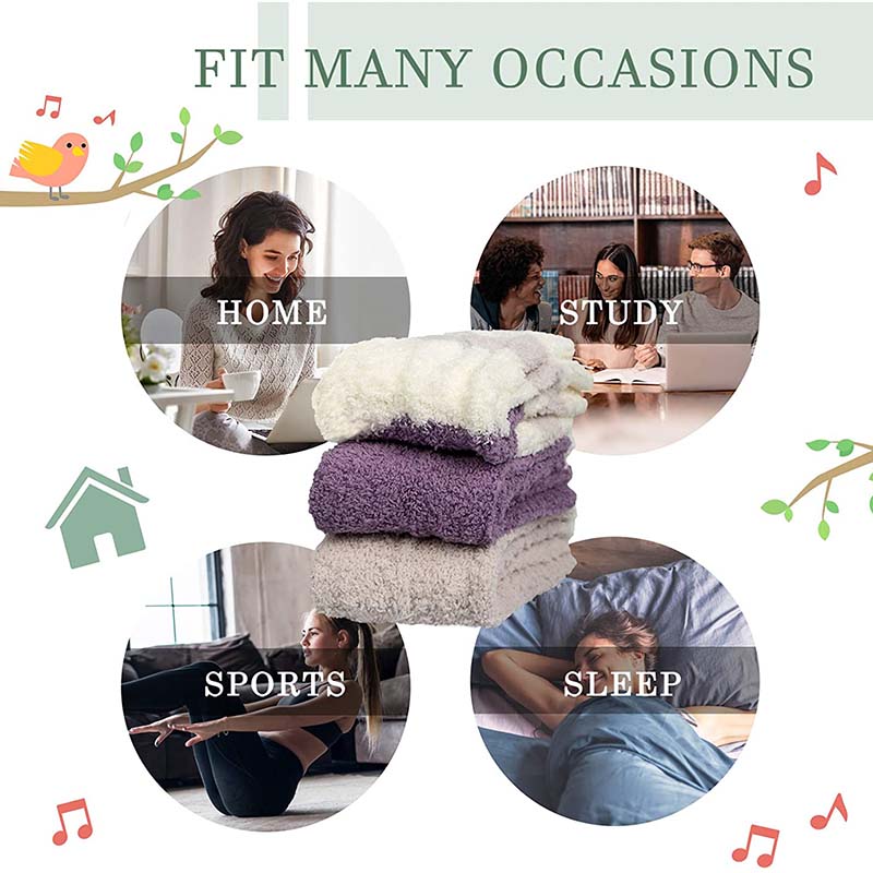 Womens 3 Pairs Cozy Soft Fluffy Slipper Socks Winter Fuzzy Christmas Socks Gifts