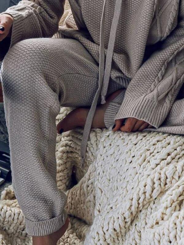 Women Casual Long Sleeve Hoodie Suits Solid Color Jumpsuit Rompers - CHALIER