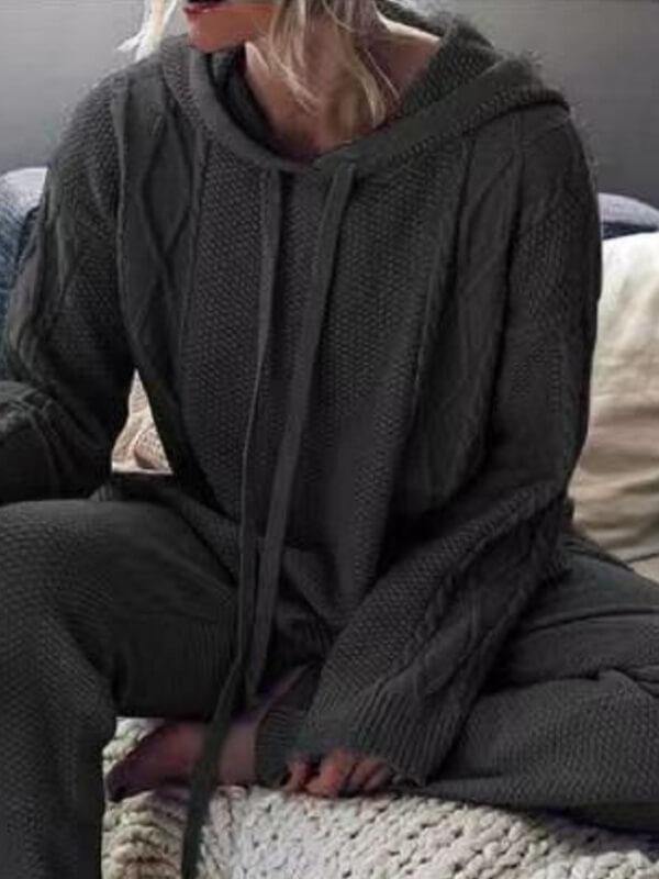 Women Casual Long Sleeve Hoodie Suits Solid Color Jumpsuit Rompers - CHALIER