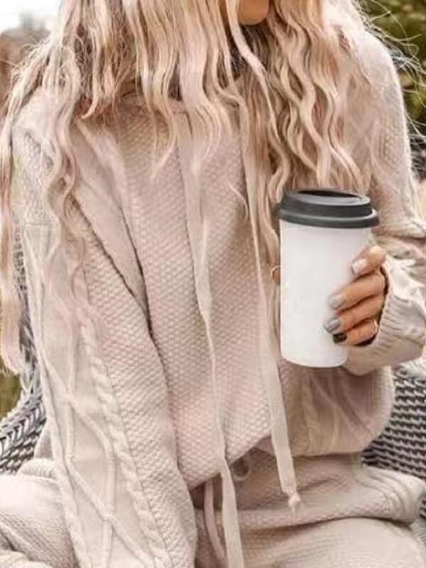 Women Casual Long Sleeve Hoodie Suits Solid Color Jumpsuit Rompers - CHALIER