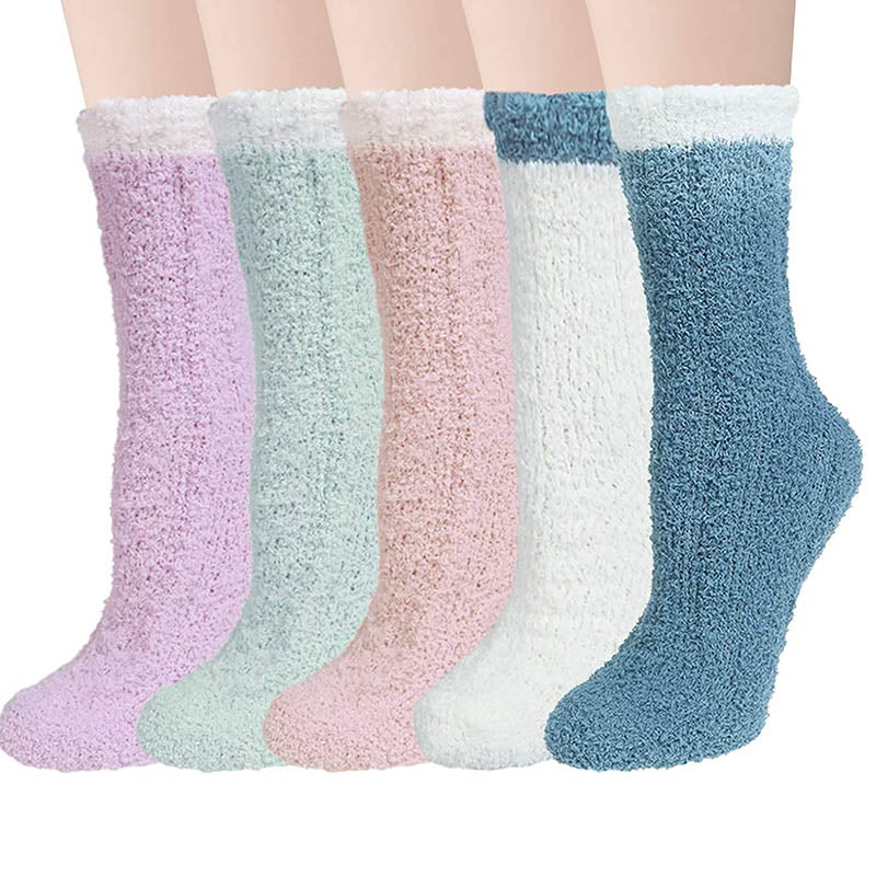 Womens Fuzzy Socks 5 Pairs Winter Cozy Fluffy Slipper Soft Socks Gifts