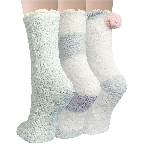 Womens Winter Socks Cute Warm Fuzzy Cozy Fluffy Soft Slipper Socks Gifts 3 Pairs