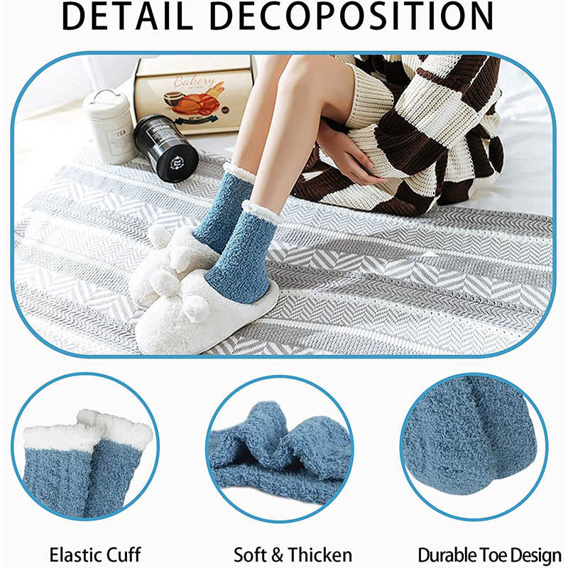 Womens Fuzzy Socks 5 Pairs Winter Cozy Fluffy Slipper Soft Socks Gifts