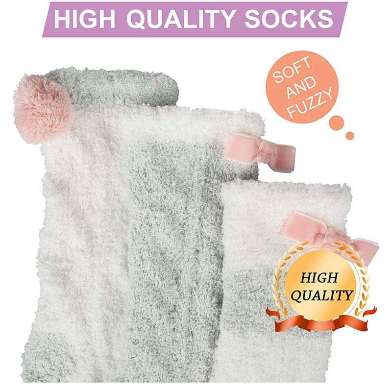 Womens Winter Socks Cute Warm Fuzzy Cozy Fluffy Soft Slipper Socks Gifts 3 Pairs