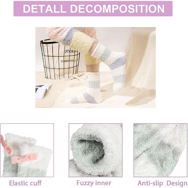 Womens Winter Socks Cute Warm Fuzzy Cozy Fluffy Soft Slipper Socks Gifts 3 Pairs
