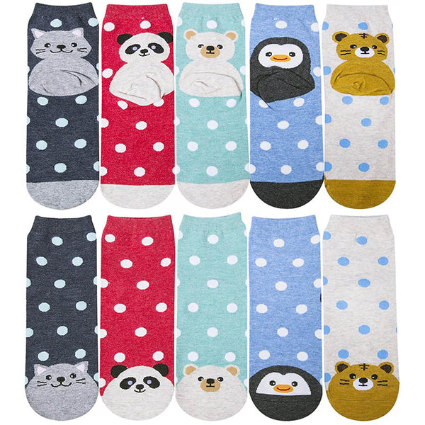 Women Cute Animal Socks Colorful Polka Dots Soft Cotton Socks
