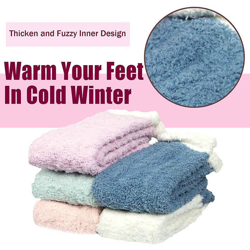 Womens Fuzzy Socks 5 Pairs Winter Cozy Fluffy Slipper Soft Socks Gifts