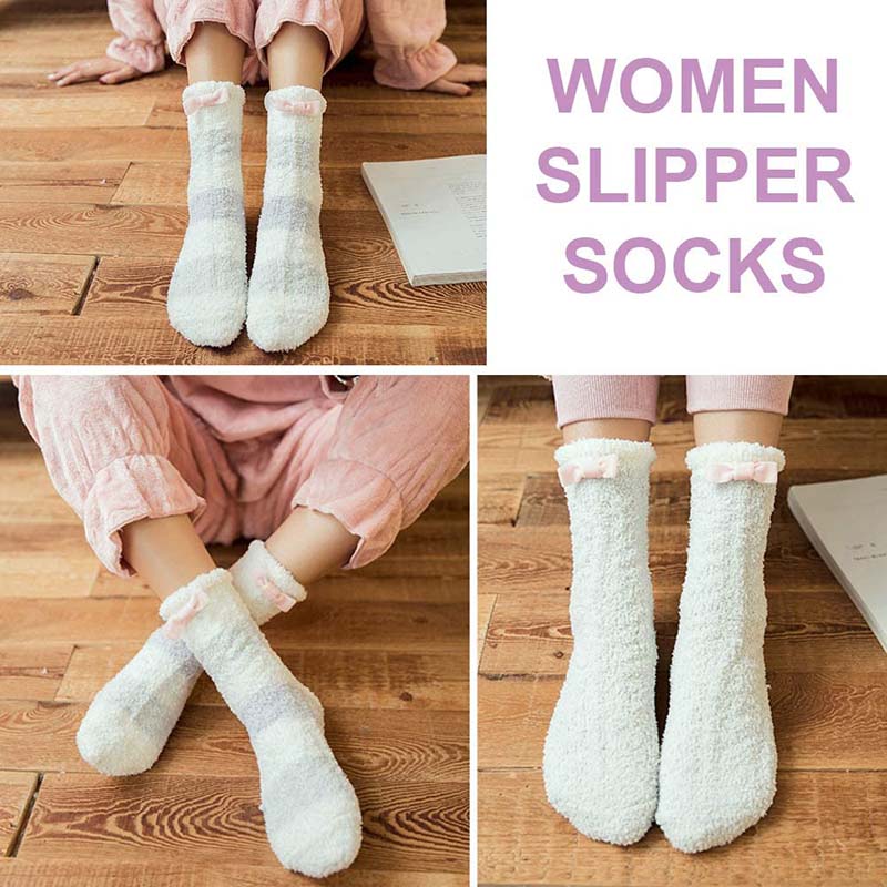 Womens Winter Socks Cute Warm Fuzzy Cozy Fluffy Soft Slipper Socks Gifts 3 Pairs