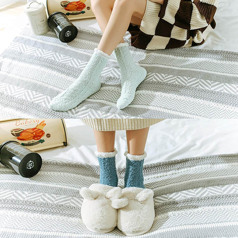 Womens Fuzzy Socks 5 Pairs Winter Cozy Fluffy Slipper Soft Socks Gifts