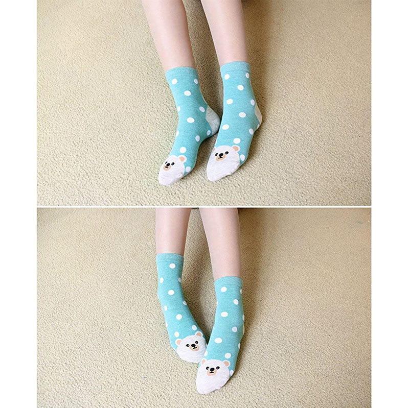 Women Cute Animal Socks Colorful Polka Dots Soft Cotton Socks