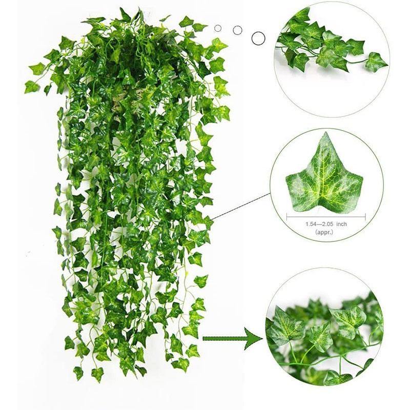 Artificial Ivy Leaf Plants Vine Hanging Garland Fake Foliage Flowers Wall Decor Wedding/Home/Office - CHALIER