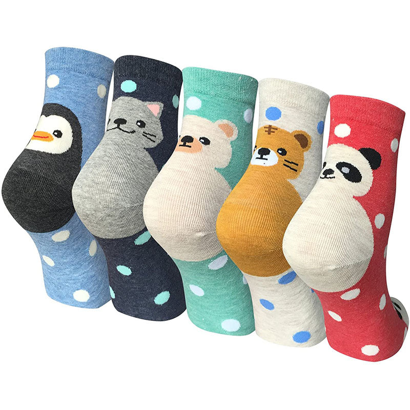 Women Cute Animal Socks Colorful Polka Dots Soft Cotton Socks