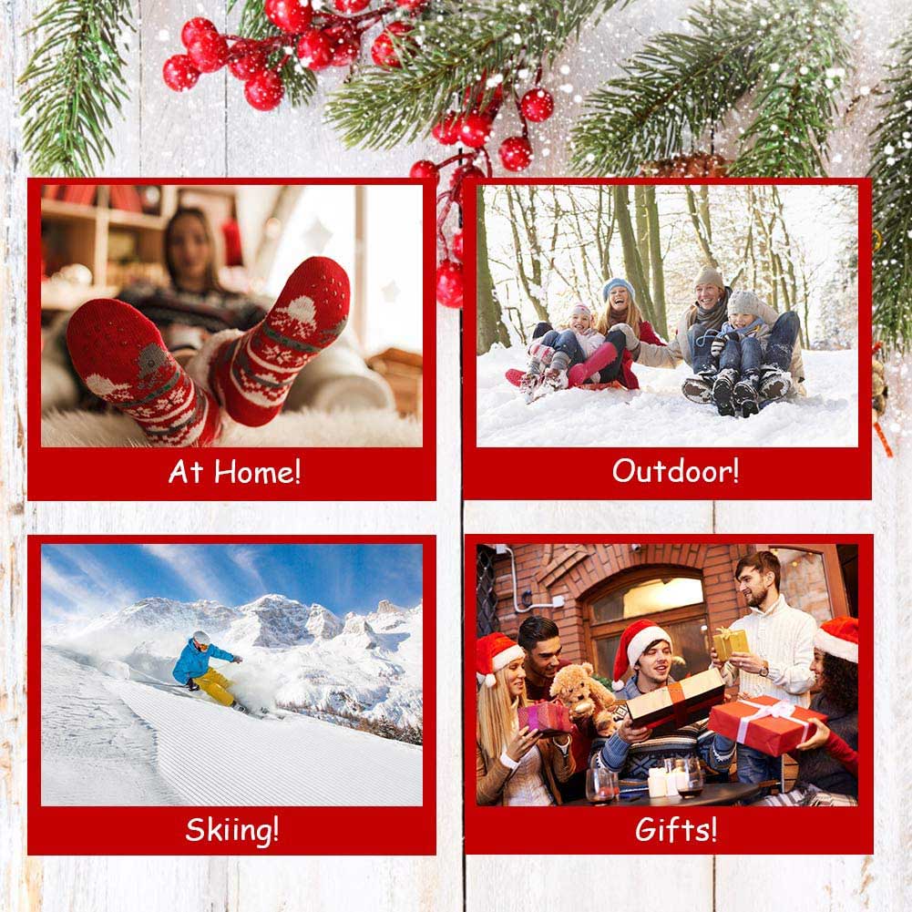 Womens Winter Fuzzy Cozy Socks Slipper Socks  Black/Gray 2 Pairs Christmas Gift