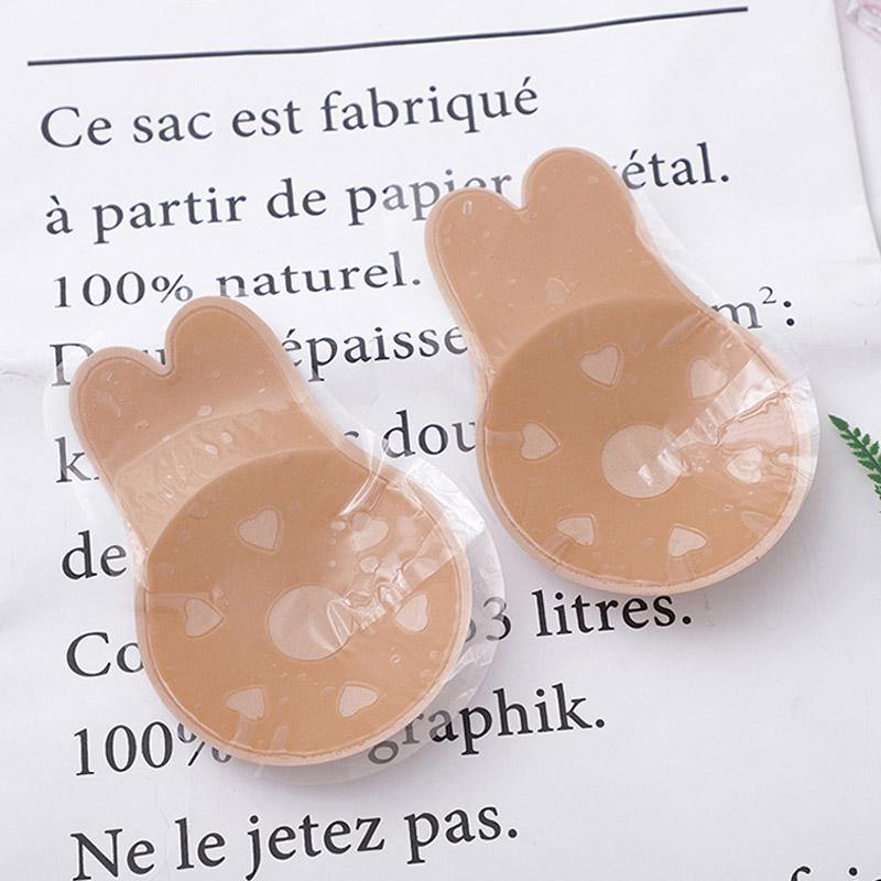 Womens Invisible Push Up Rabbit 2 Pairs Bra Backless Strapless Lifting Silicone - CHALIER