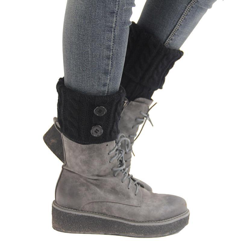 Women Winter Knitting Wool Leg Warmers Boot Cover Warm Socks Solid Color Socks Boot Toppers - CHALIER