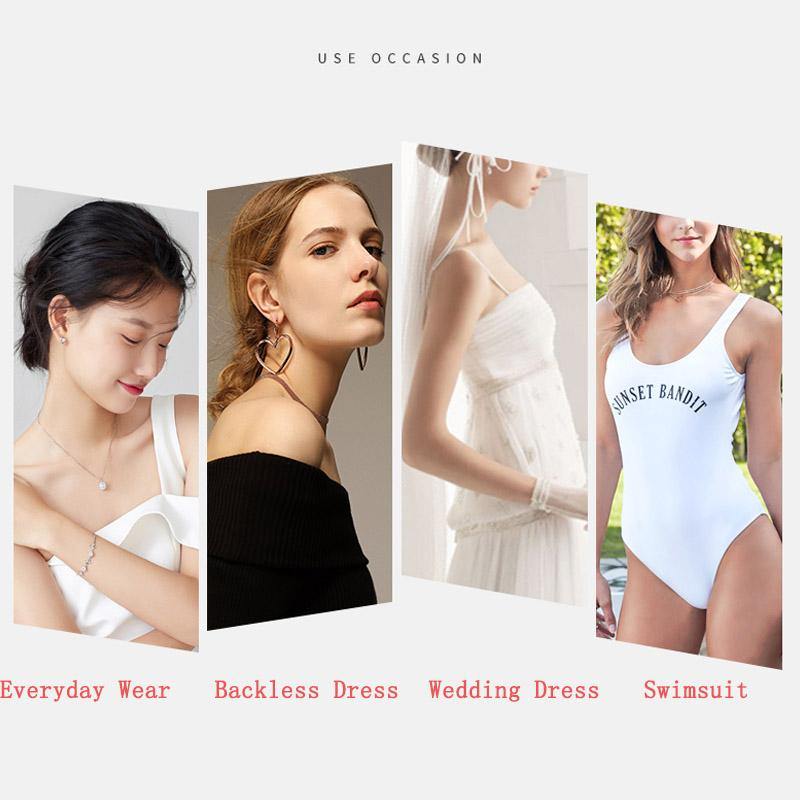 Womens Invisible Push Up Rabbit 2 Pairs Bra Backless Strapless Lifting Silicone - CHALIER