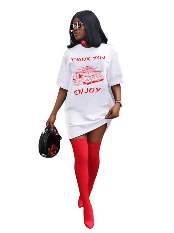 Women Printed Short Sleeve Casual T-Shirt - CHALIER