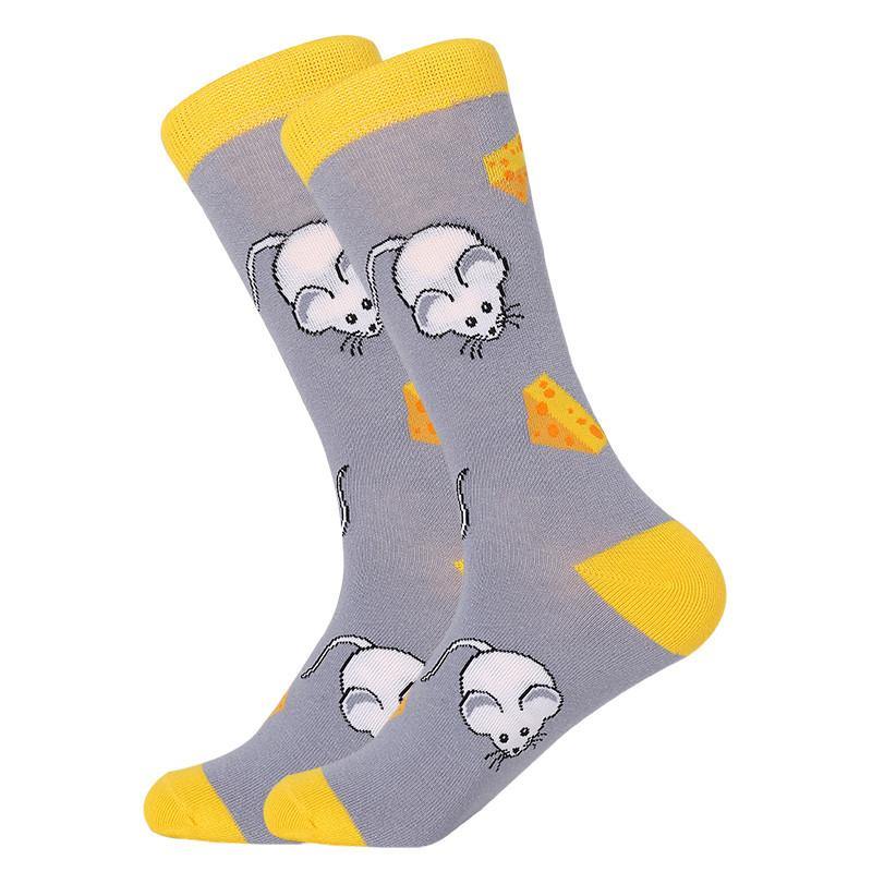 Unisex Crew Cartoon Cotton Socks Happy Funny Socks Fruits and Cute Animals - CHALIER