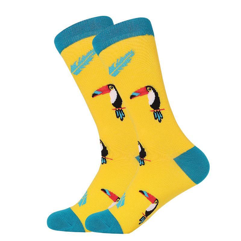 Unisex Crew Cartoon Cotton Socks Happy Funny Socks Fruits and Cute Animals - CHALIER