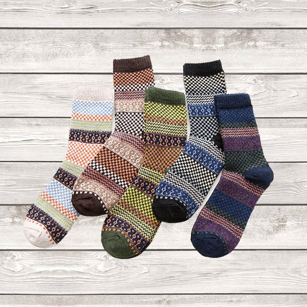 Mens Winter Socks Vintage Exotic Knitted Warm Soft Socks Set Gift