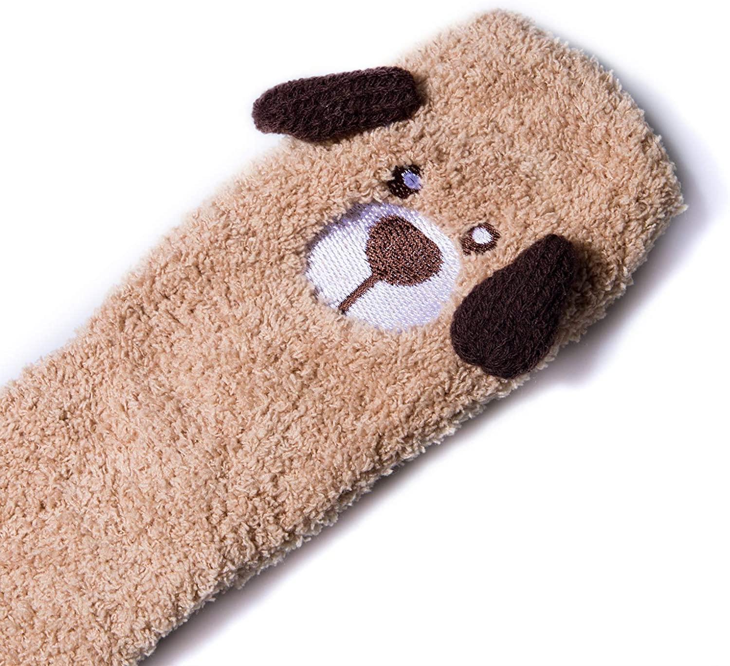 Womens Fuzzy Wool Socks Winter Warm Cute Animals Socks Set 3 Pairs Red - CHALIER