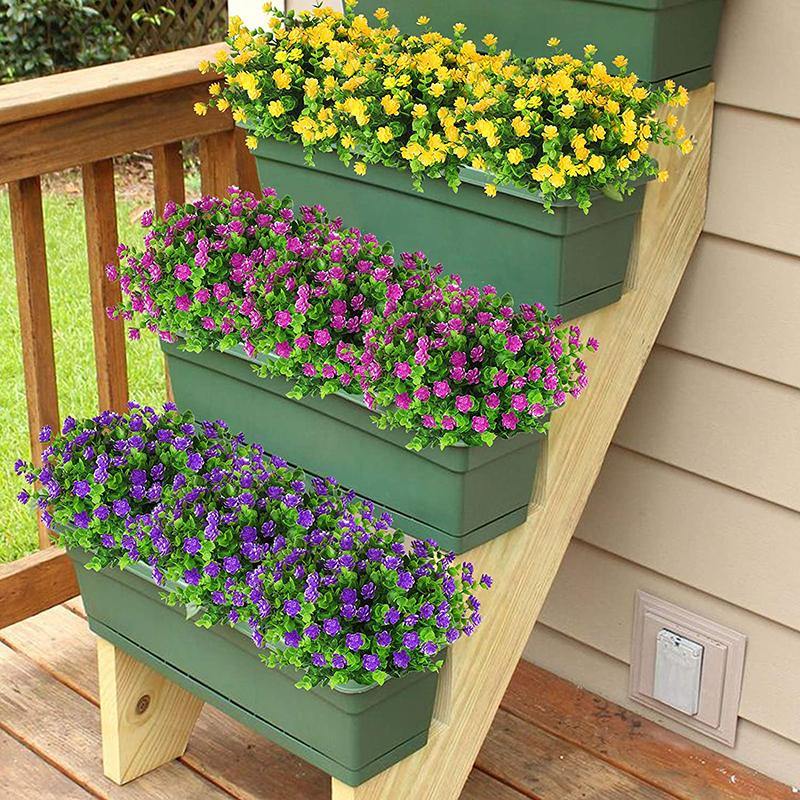 Artificial Flowers Mini Lotus Faux Plastic Greenery Shrubs for Home Hanging Garden Porch Window Indoor Outdoor - CHALIER