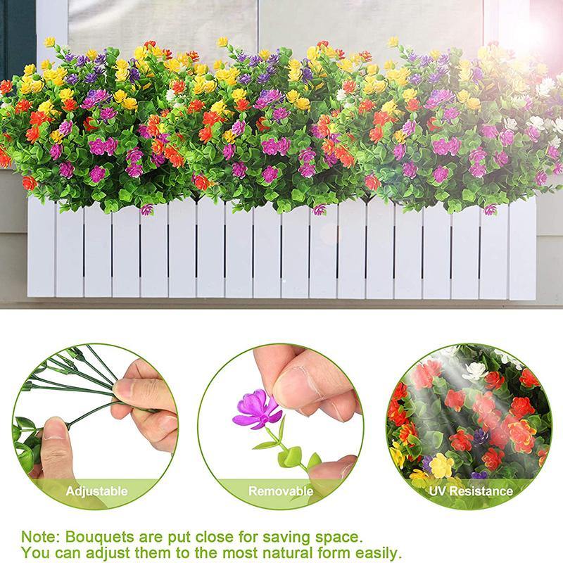 Artificial Flowers Mini Lotus Faux Plastic Greenery Shrubs for Home Hanging Garden Porch Window Indoor Outdoor - CHALIER