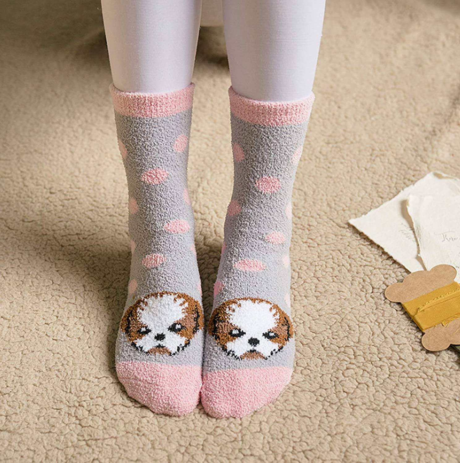 Womens Winter Warm Wool Socks Funny Fuzzy Cute Animals's Sky Socks Set 4 Pairs - CHALIER