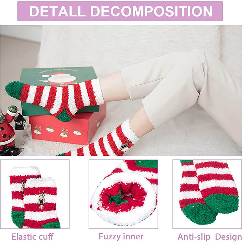 Fuzzy Socks for Women Warm Cozy Slipper Socks Fluffy Socks Christmas 5 Pairs