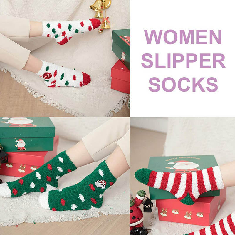 Fuzzy Socks for Women Warm Cozy Slipper Socks Fluffy Socks Christmas 5 Pairs