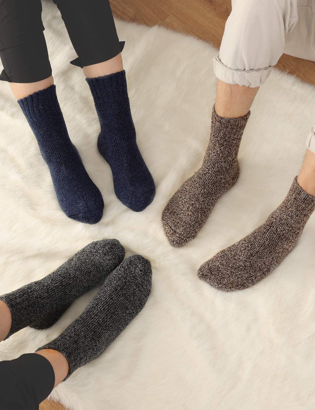 Winter Rabbit Woollen Men Crew Socks 5 Pairs