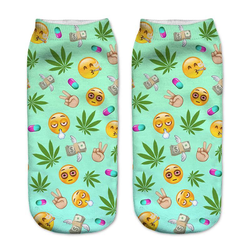 Women Low Cut Ankle Socks Funny Aliens 3D Printing  Cotton Cartoon Art Skull Sock - CHALIER