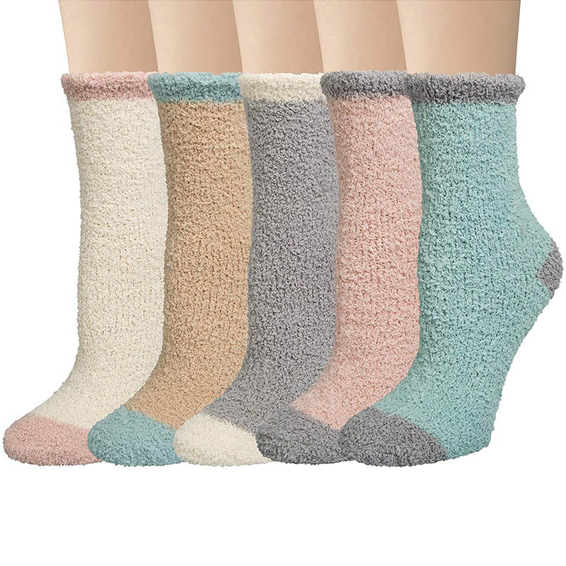 Womens Fuzzy  Socks Cozy Fluffy Soft Slipper Winter Socks 5 Pairs