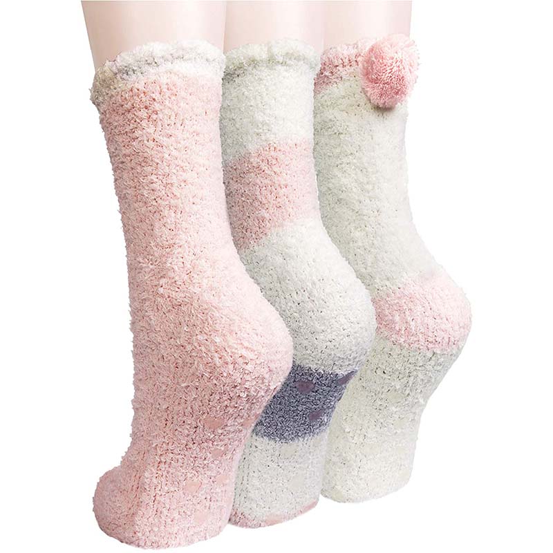 Womens Winter Socks Cute Warm Fuzzy Cozy Fluffy Soft Slipper Socks Gifts 3 Pairs
