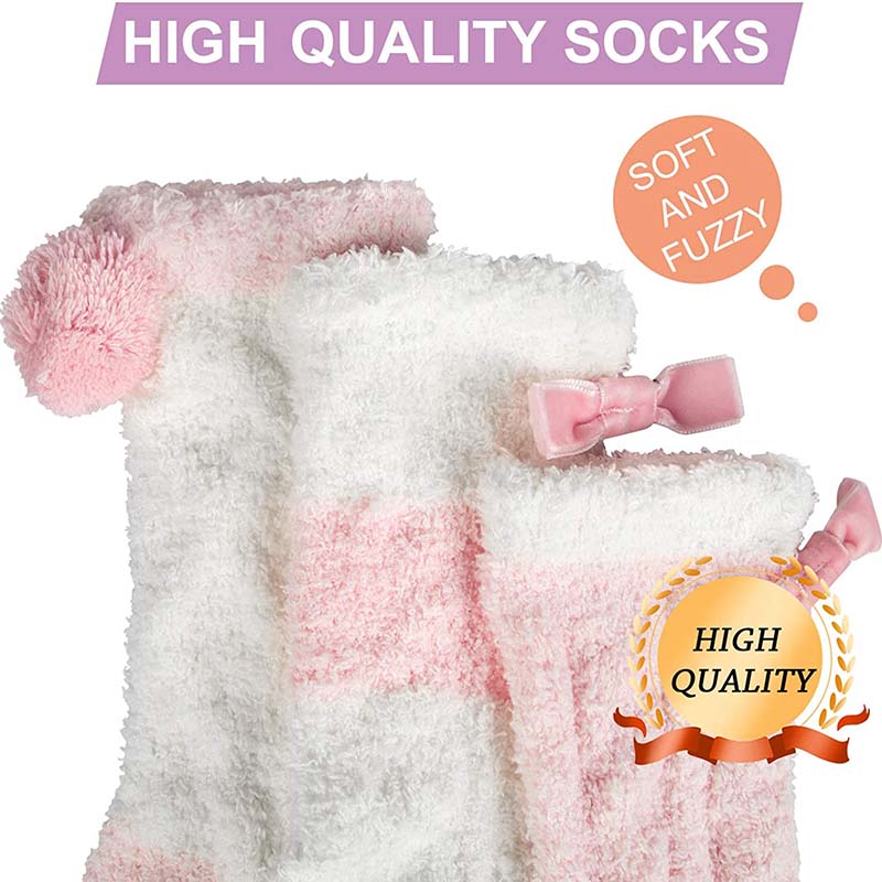 Womens Winter Socks Cute Warm Fuzzy Cozy Fluffy Soft Slipper Socks Gifts 3 Pairs
