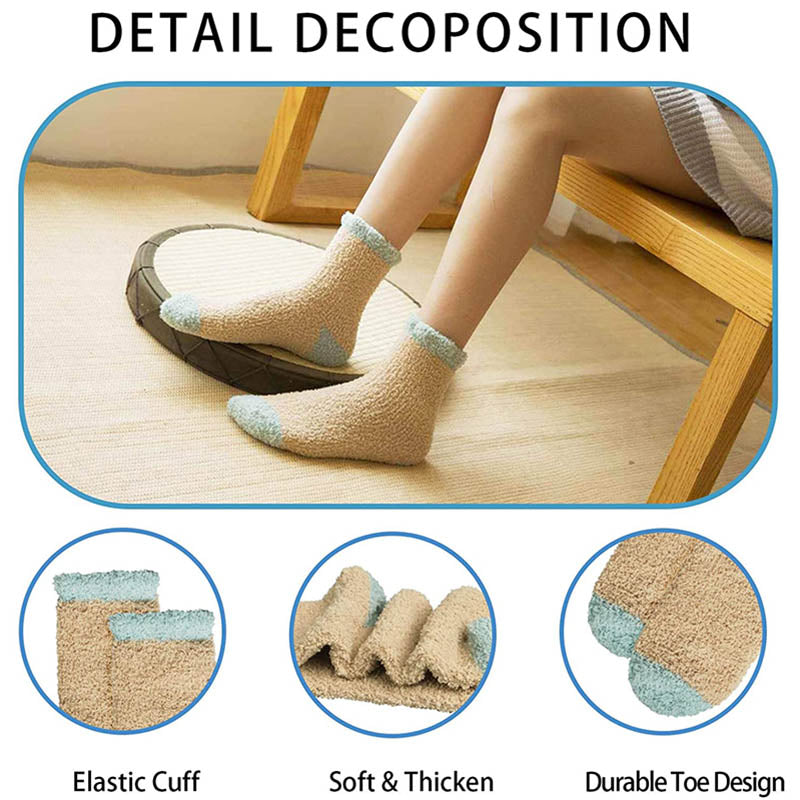 Womens Fuzzy  Socks Cozy Fluffy Soft Slipper Winter Socks 5 Pairs