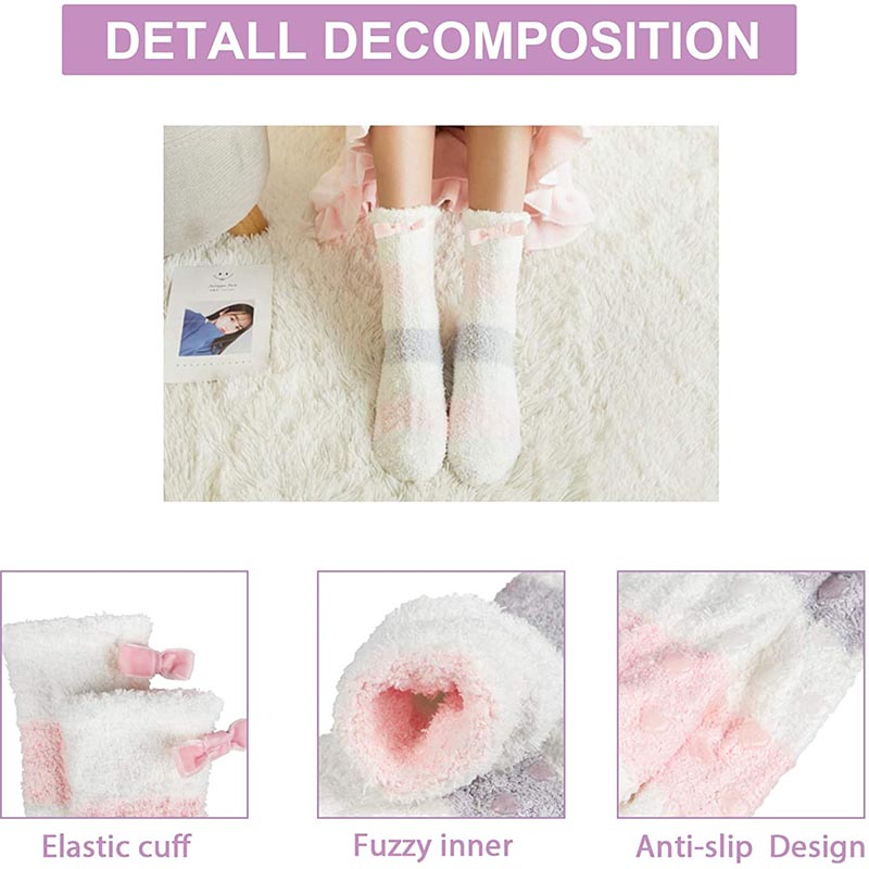 Womens Winter Socks Cute Warm Fuzzy Cozy Fluffy Soft Slipper Socks Gifts 3 Pairs