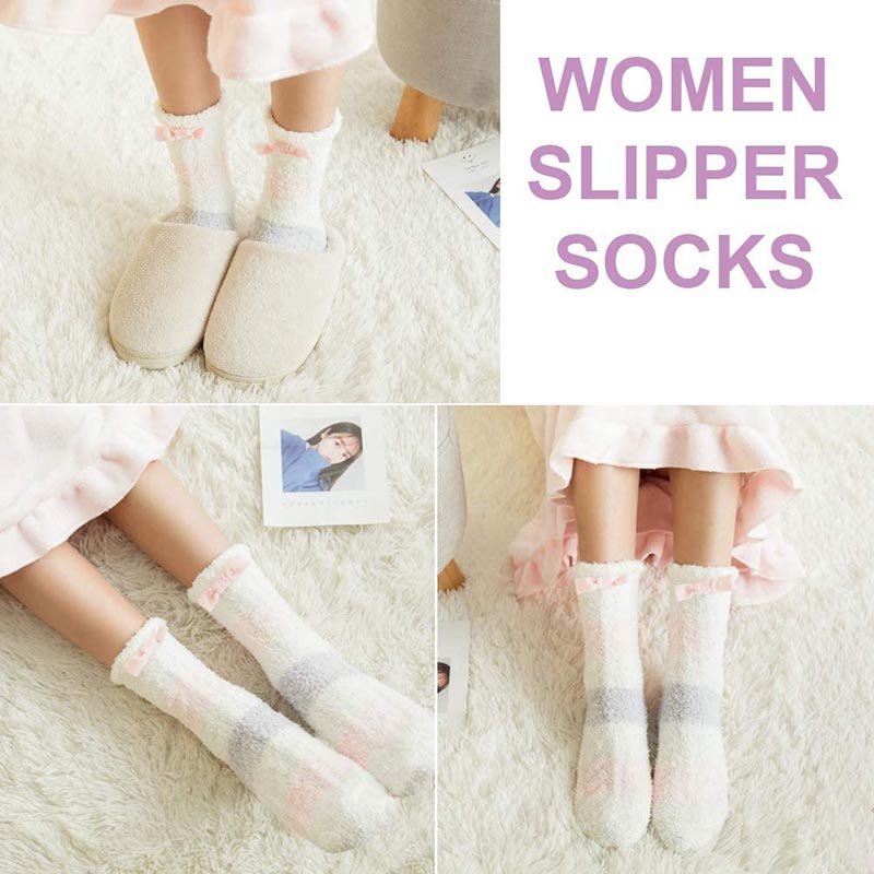 Womens Winter Socks Cute Warm Fuzzy Cozy Fluffy Soft Slipper Socks Gifts 3 Pairs