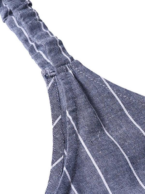 Chalier Pockets Loose Striped Sleeveless Jumpsuits - CHALIER