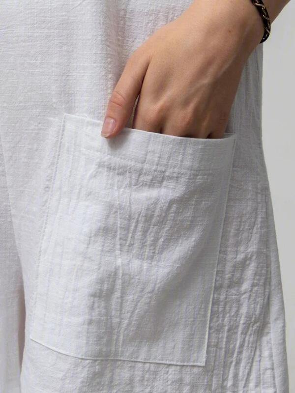 Chalier Women Pockets Sleeveless Casual Linen Rompers - CHALIER