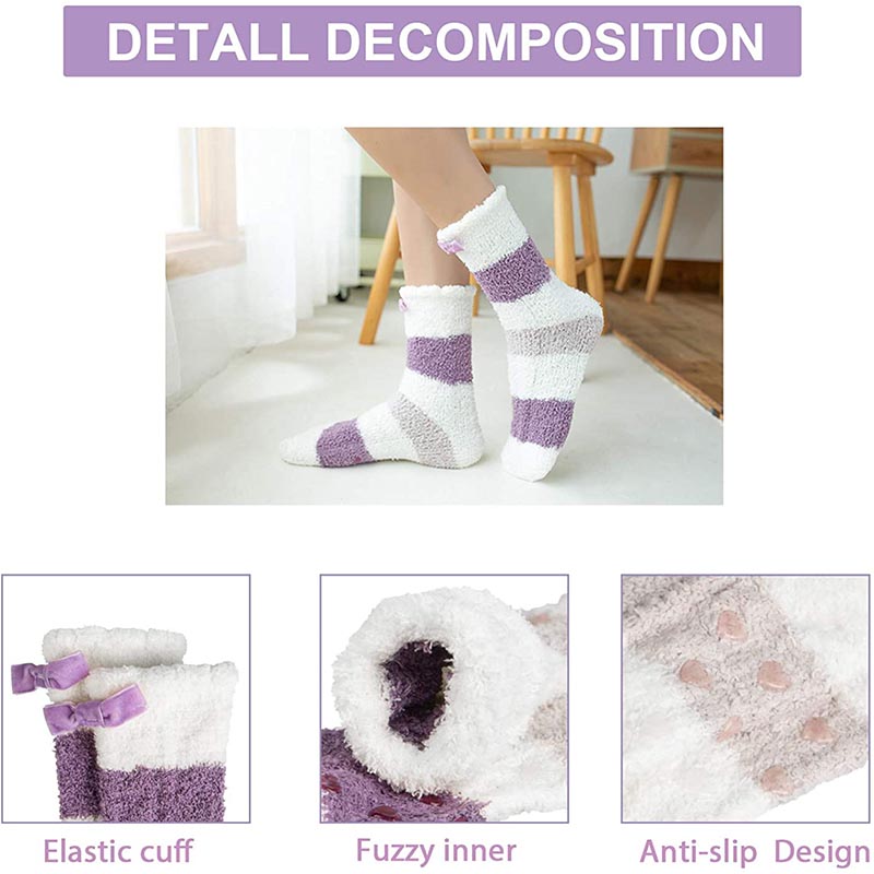 Womens Winter Socks Small Pompom Warm Fuzzy Cozy Soft Slipper Socks Gifts Set