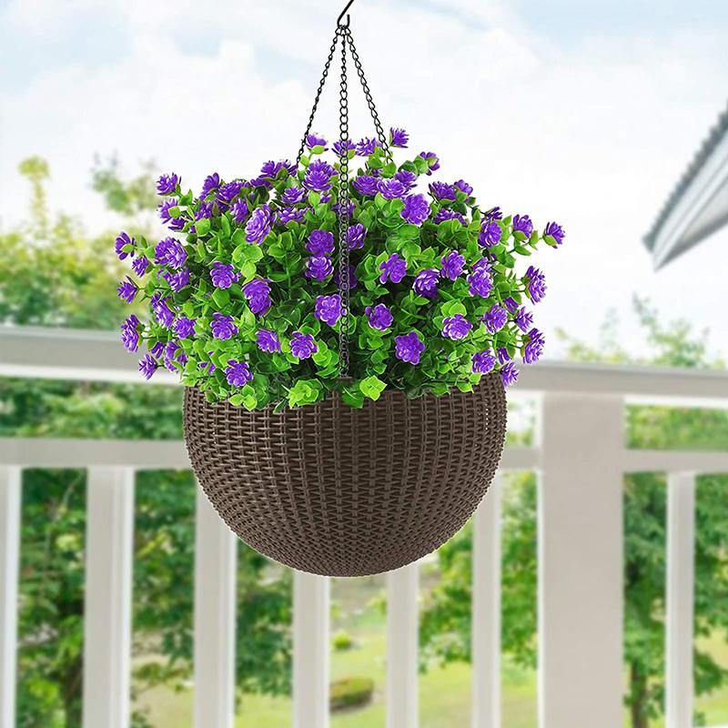Artificial Flowers Mini Lotus Faux Plastic Greenery Shrubs for Home Hanging Garden Porch Window Indoor Outdoor - CHALIER