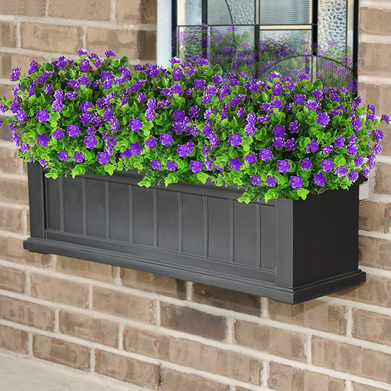 Artificial Flowers Mini Lotus Faux Plastic Greenery Shrubs for Home Hanging Garden Porch Window Indoor Outdoor - CHALIER