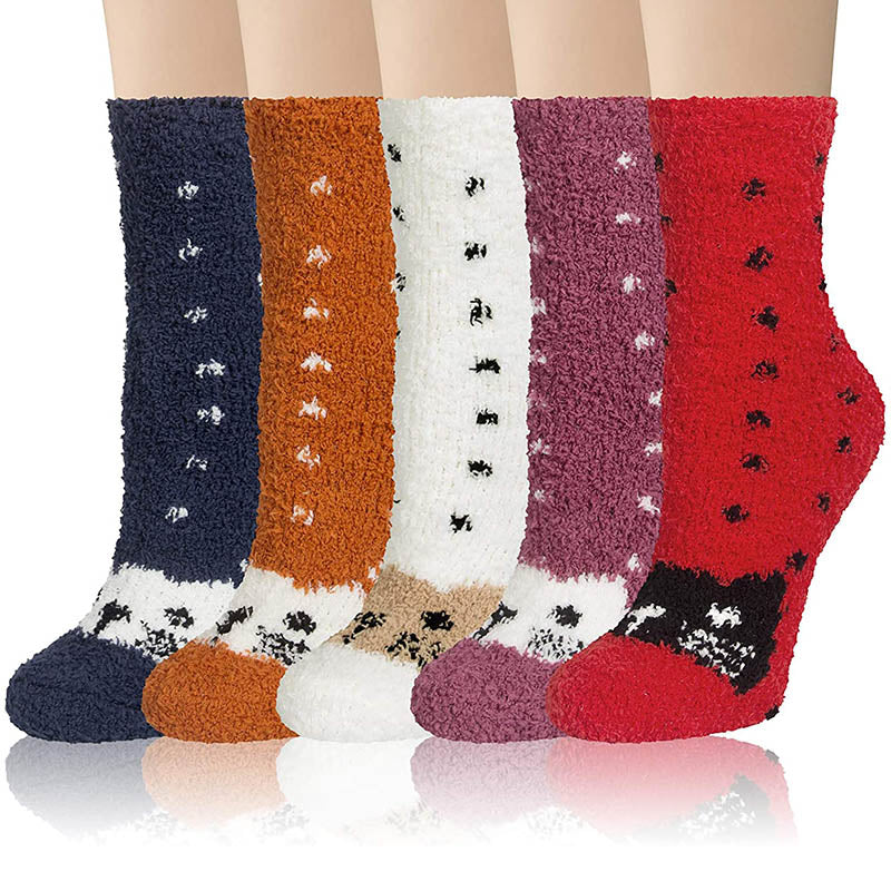 Fuzzy Socks for Women Warm Cozy Slipper Socks Fluffy Socks Christmas 5 Pairs