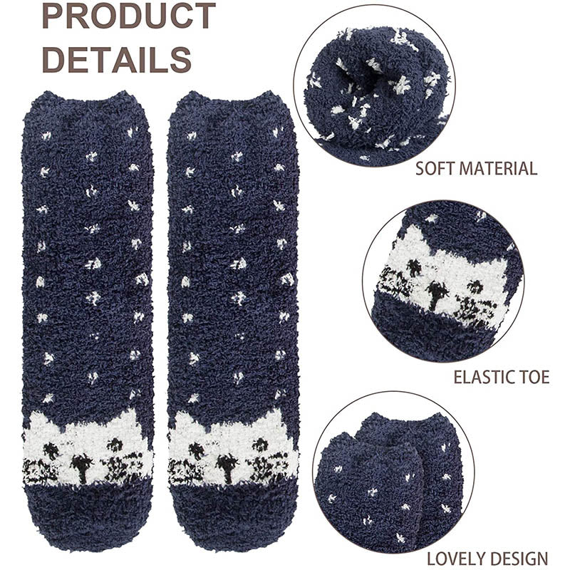 Fuzzy Socks for Women Warm Cozy Slipper Socks Fluffy Socks Christmas 5 Pairs