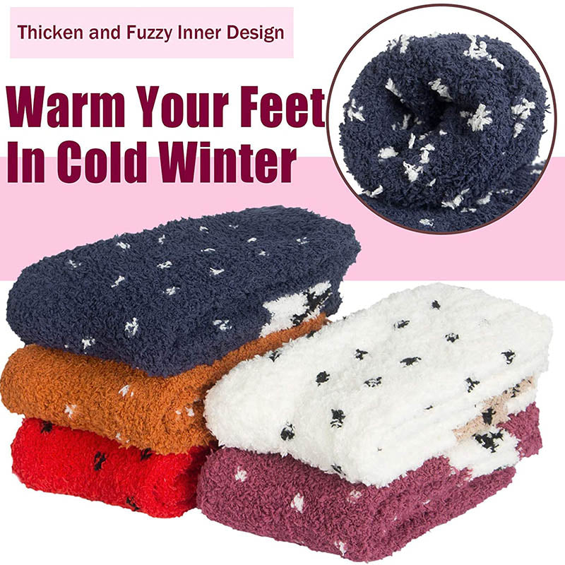 Fuzzy Socks for Women Warm Cozy Slipper Socks Fluffy Socks Christmas 5 Pairs