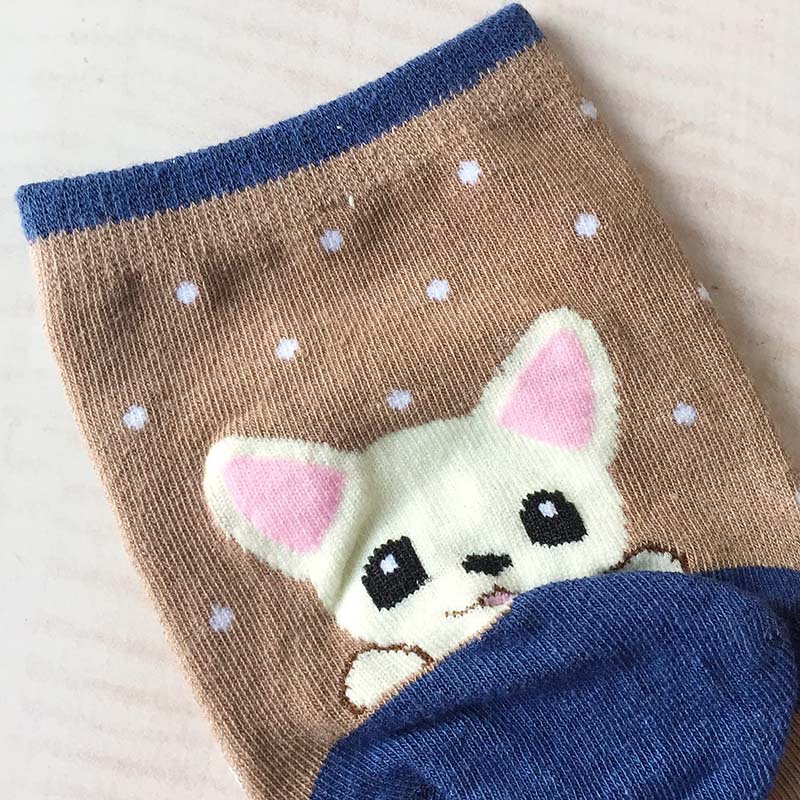 Women Cute Animal Socks Colorful Stripes Soft Cotton Socks Set