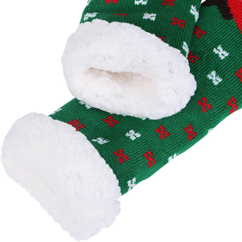 Womens Winter Slipper Socks 2 Pairs Fuzzy Cozy Socks Green/RedElk