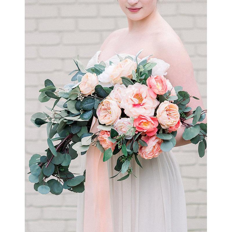 Artificial Eucalyptus Garland Long Silver Dollar Foliage Plants Greenery Fake Plastic  Eucalyptus Decoration - CHALIER